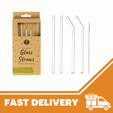 4x Reusable Glass Straws For Party Use - ZYBUX